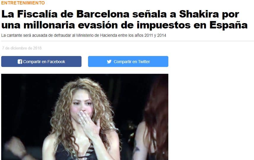 Piqué Shakira y los impuestos