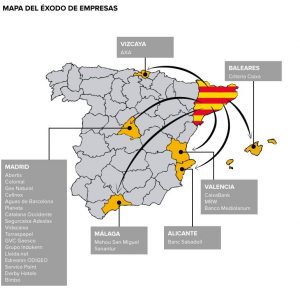 Mapa del Éxodo de empresas de Cataluña