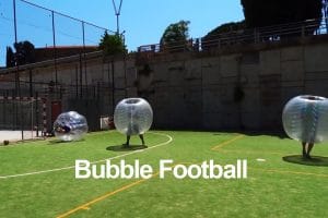 bubble football y archery tag